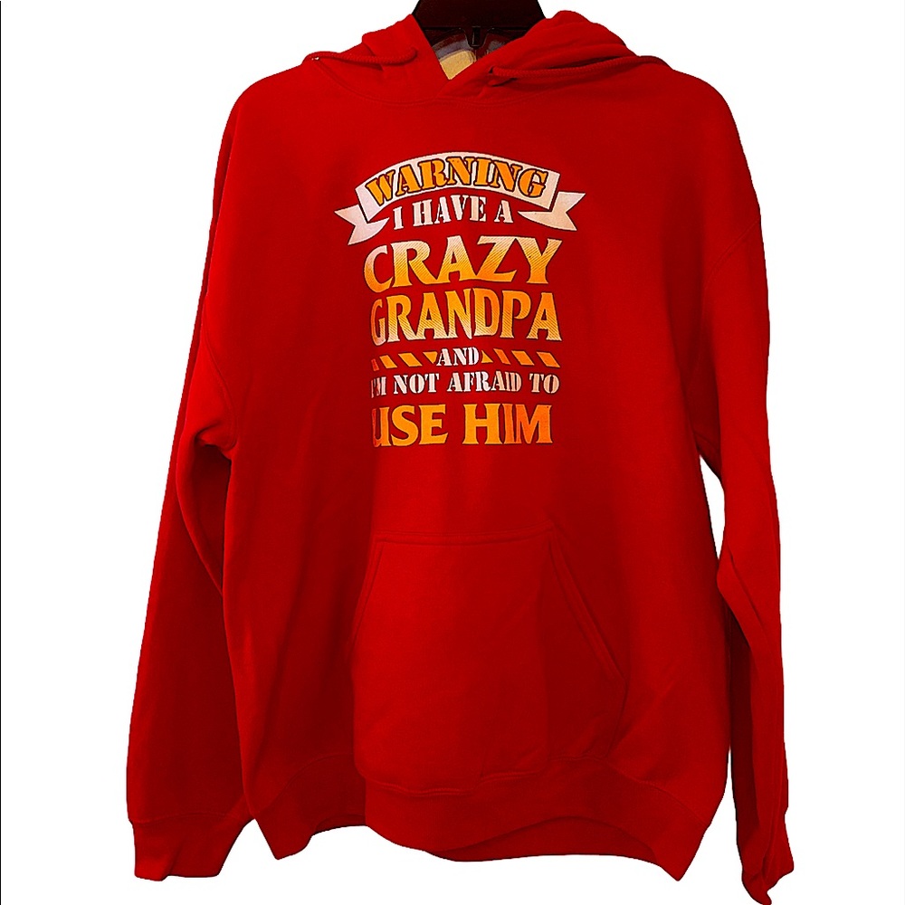 Red Gildan “Crazy Grandpa” hoodie NWOT